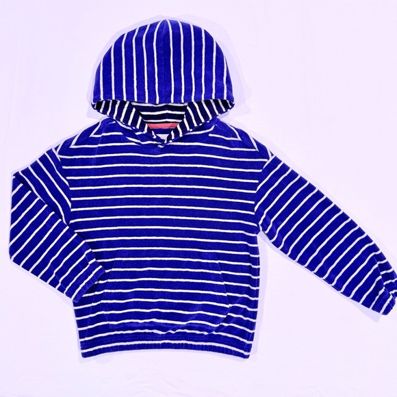 Mini Boden Other - New Mini Boden Toweling Throw Boys 5-6 Y Girls Striped Hooded Beach Cover Shirt